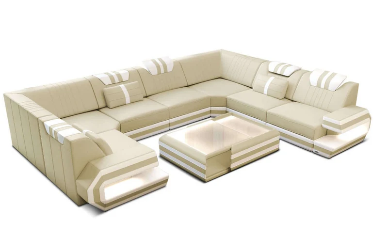 Designsofa Ragusa U-Form aus Leder