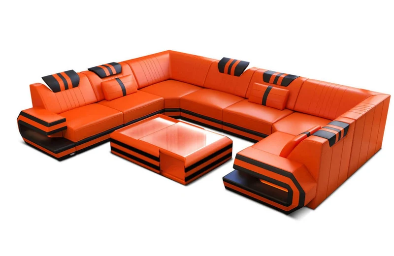 Designsofa Ragusa U-Form aus Leder