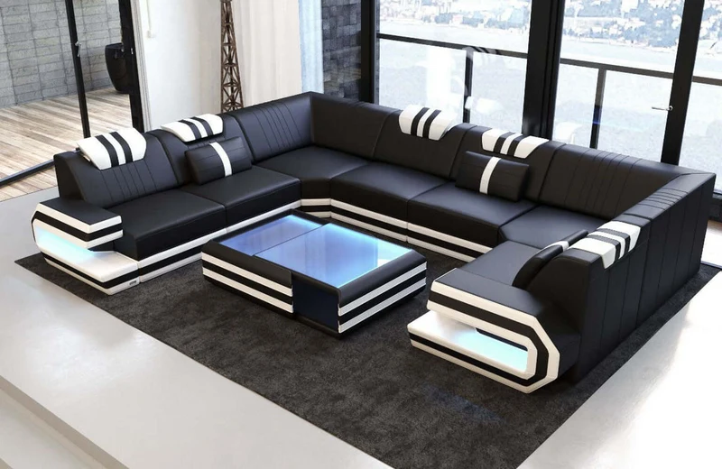 Designsofa Ragusa U-Form aus Leder