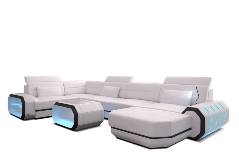Mini Wohnlandschaft Roma XL U-Form in Leder
