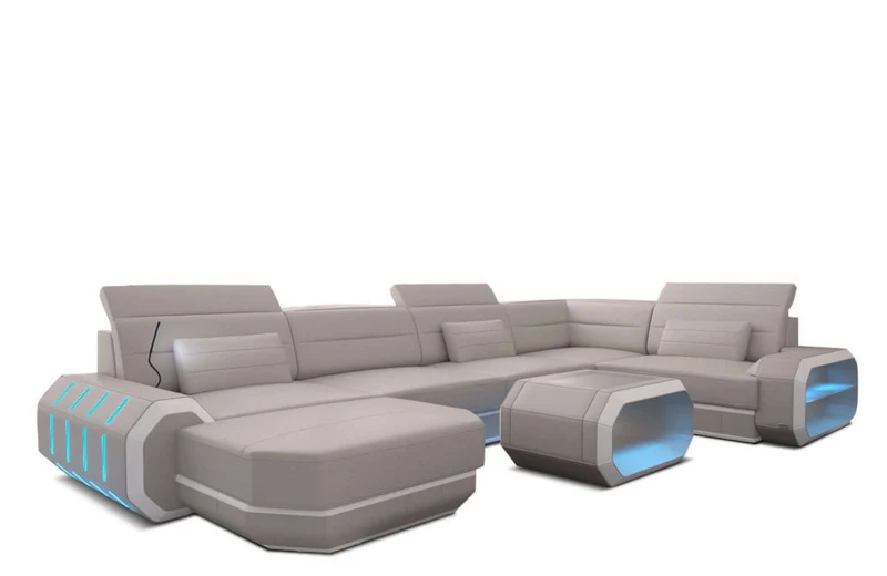 Mini Wohnlandschaft Roma XL U-Form in Leder