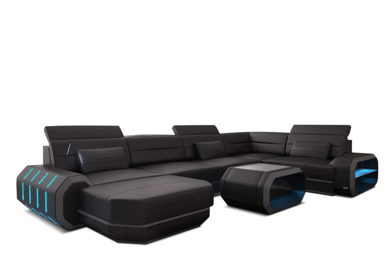 Mini Wohnlandschaft Roma XL U-Form in Leder