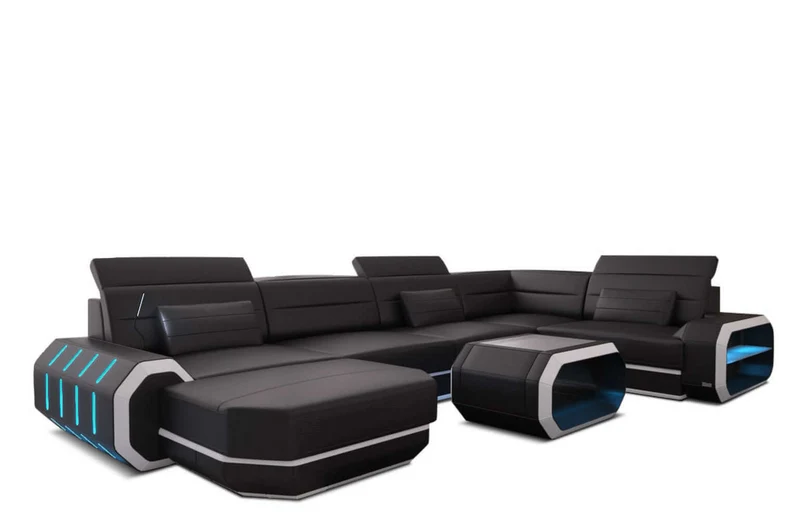 Mini Wohnlandschaft Roma XL U-Form in Leder