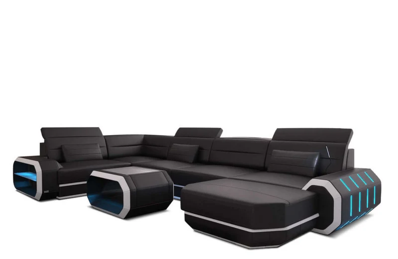 Mini Wohnlandschaft Roma XL U-Form in Leder