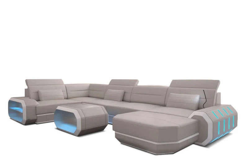 Mini Wohnlandschaft Roma XL U-Form in Leder