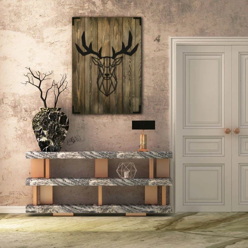 Wandbild Holz Hirsch Rustikale