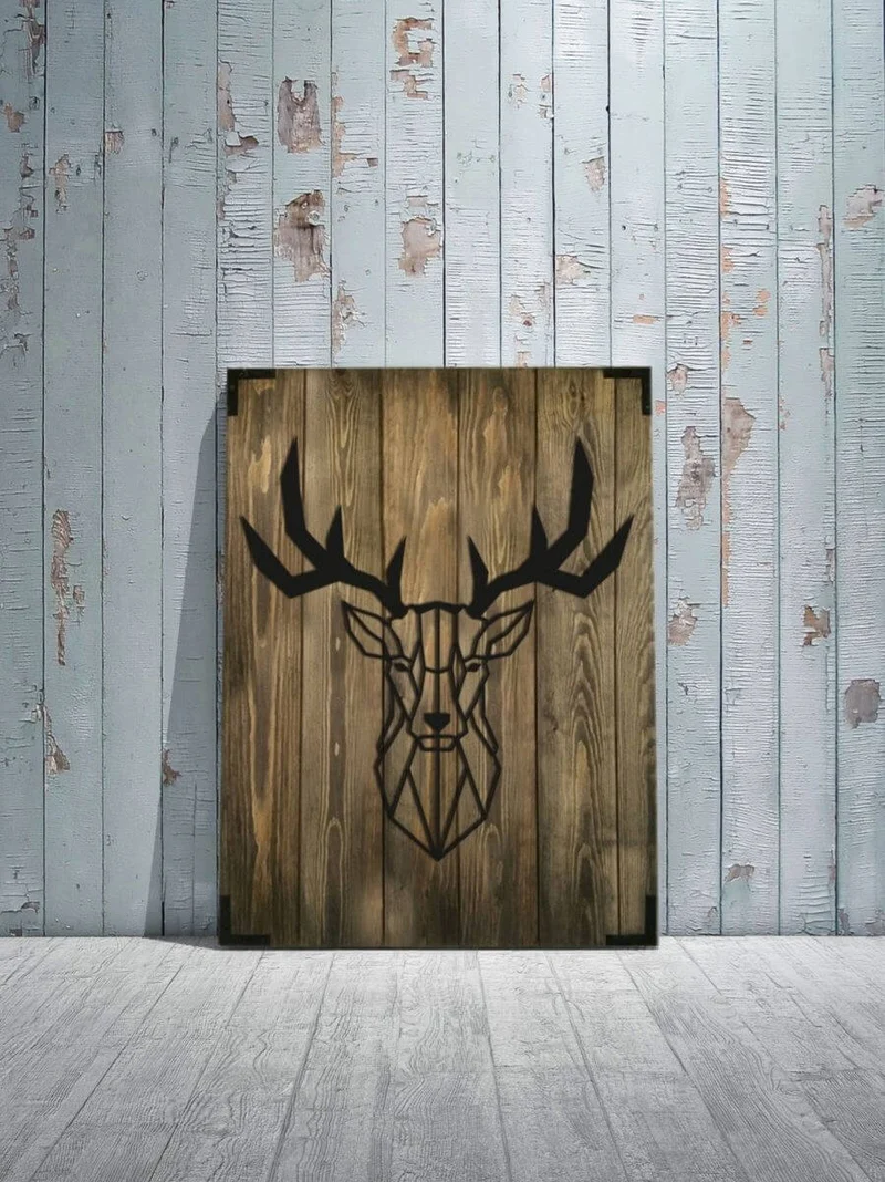 Wandbild Holz Hirsch Rustikale