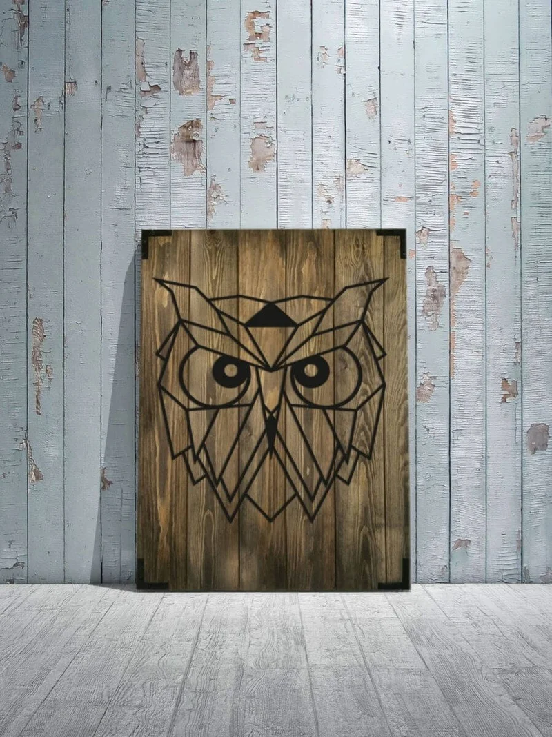 Wandbild Holz Eule Wanddekoration