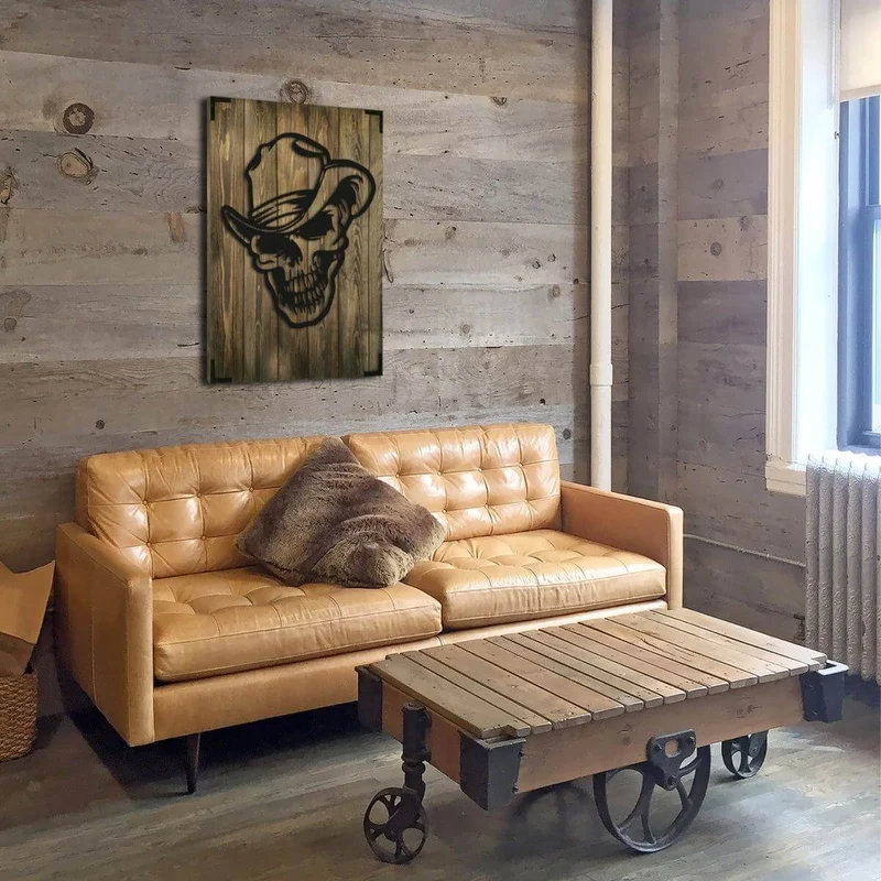 Wandbild Holz Cowboy Vintage
