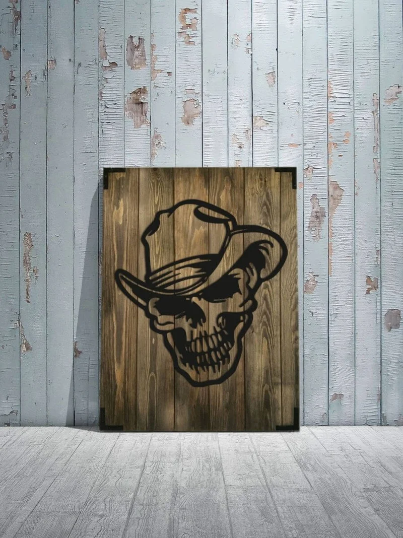 Wandbild Holz Cowboy Vintage