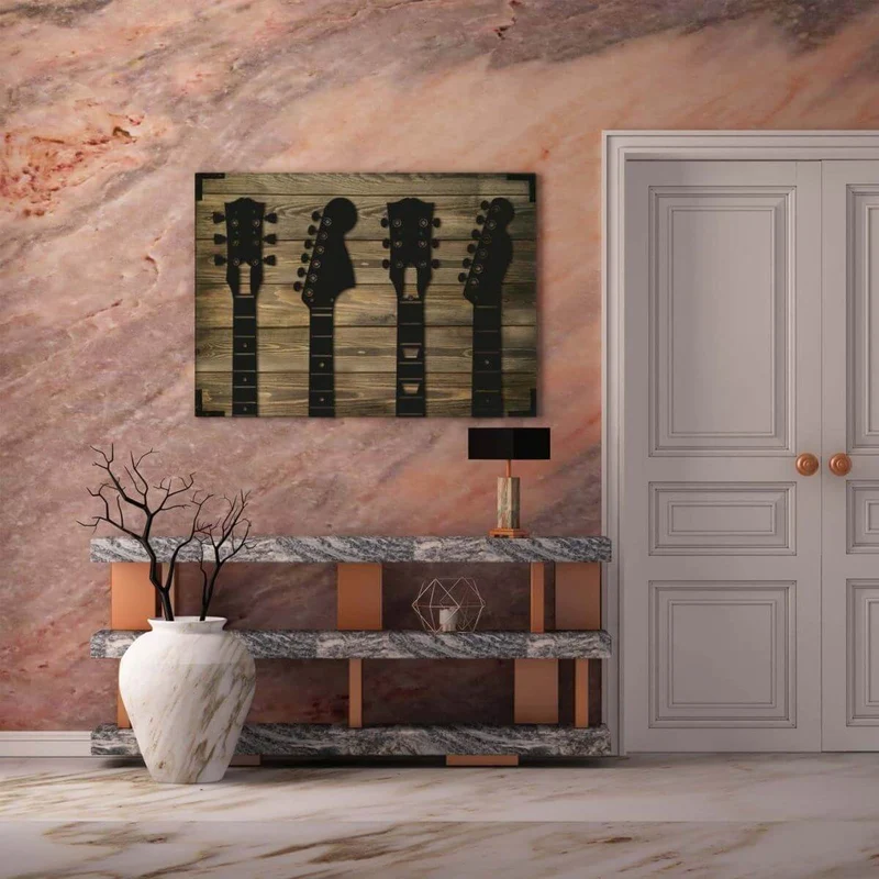 Wandbild Holz Gitarren Musikdesign