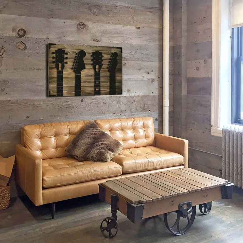 Wandbild Holz Gitarren Musikdesign