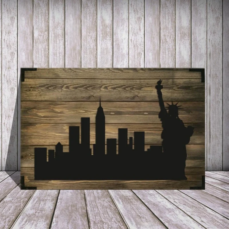 Wandbild Holz New York