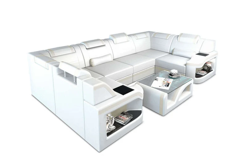 Mini Wohnlandschaft Padua U-Form in Leder