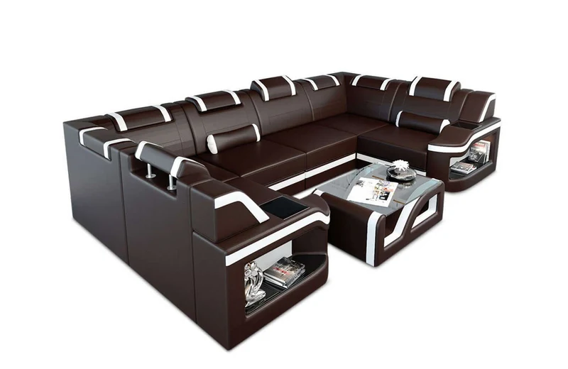 Mini Wohnlandschaft Padua U-Form in Leder