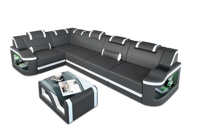 Mini Ecksofa Padua L-Form aus Leder