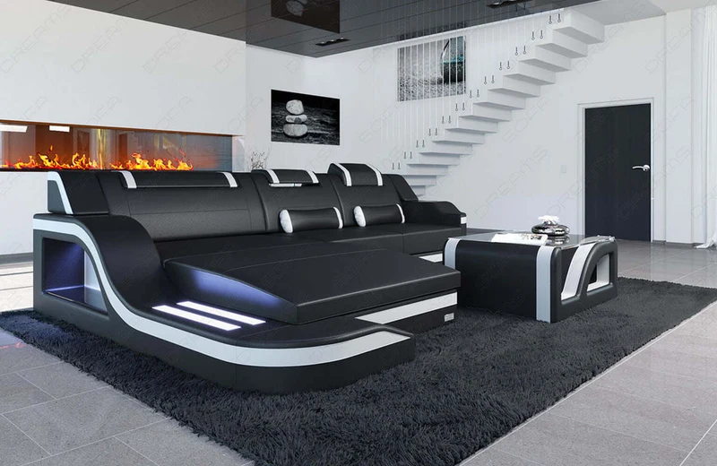 Ecksofa Palermo L-Form in Leder