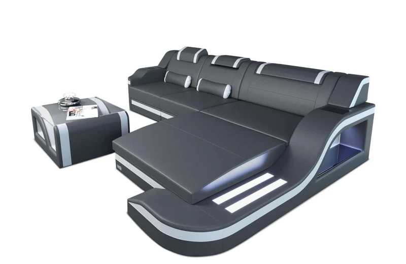 Mini Ecksofa Palermo L-Form aus Leder