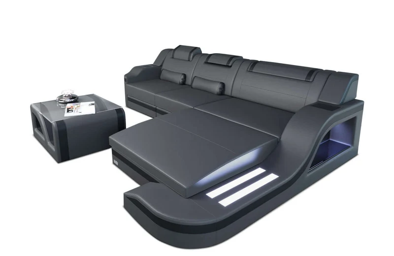 Mini Ecksofa Palermo L-Form aus Leder