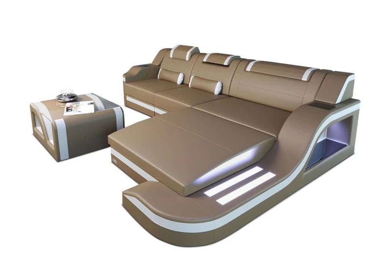 Mini Ecksofa Palermo L-Form aus Leder