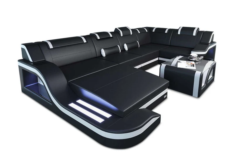 Mini Wohnlandschaft Palermo U-Form aus Leder