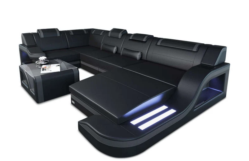 Mini Wohnlandschaft Palermo U-Form aus Leder