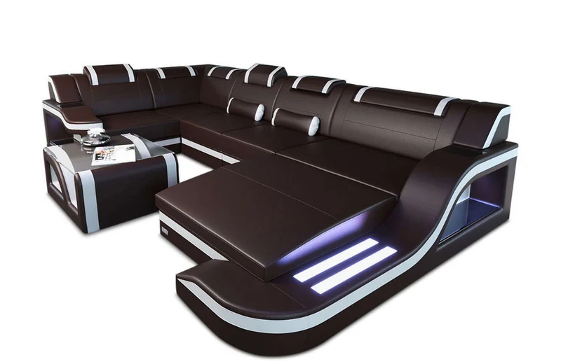 Mini Wohnlandschaft Palermo U-Form aus Leder