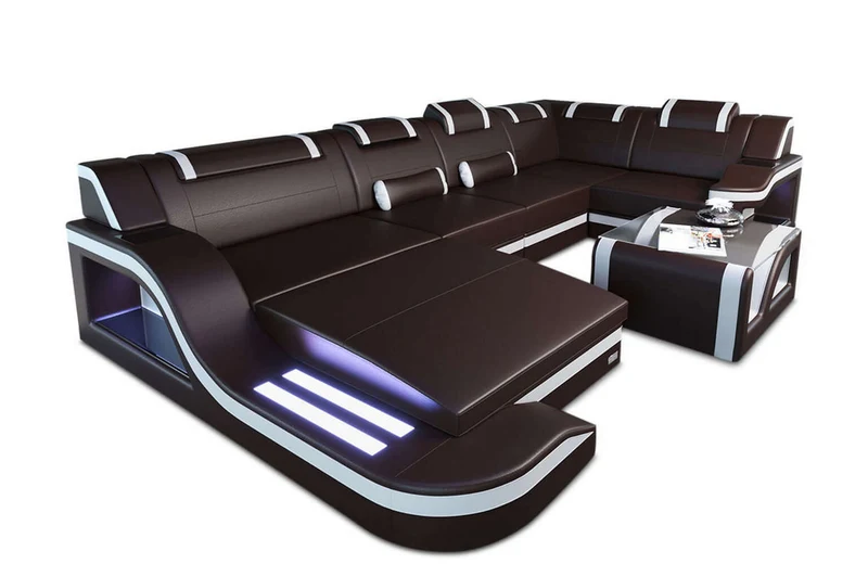 Mini Wohnlandschaft Palermo U-Form aus Leder
