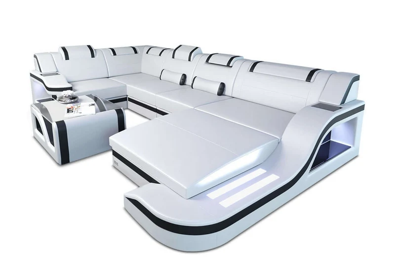 Mini Wohnlandschaft Palermo U-Form aus Leder