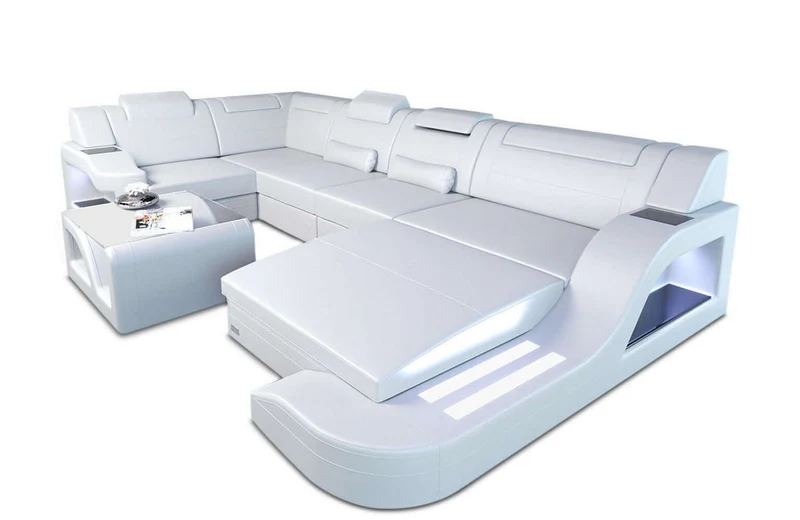 Mini Wohnlandschaft Palermo U-Form aus Leder