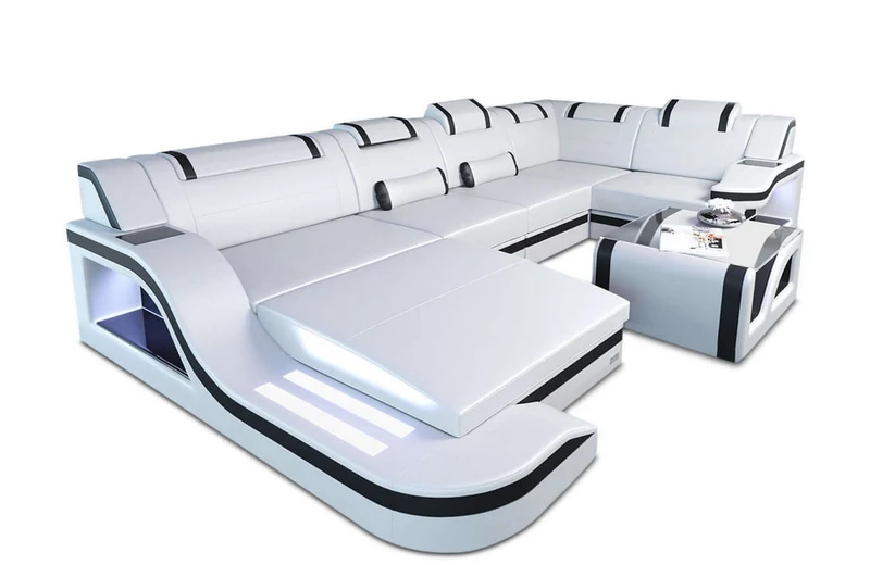 Mini Wohnlandschaft Palermo U-Form aus Leder