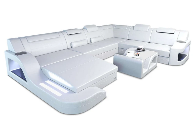 Mini XL Wohnlandschaft Palermo U-Form in Leder