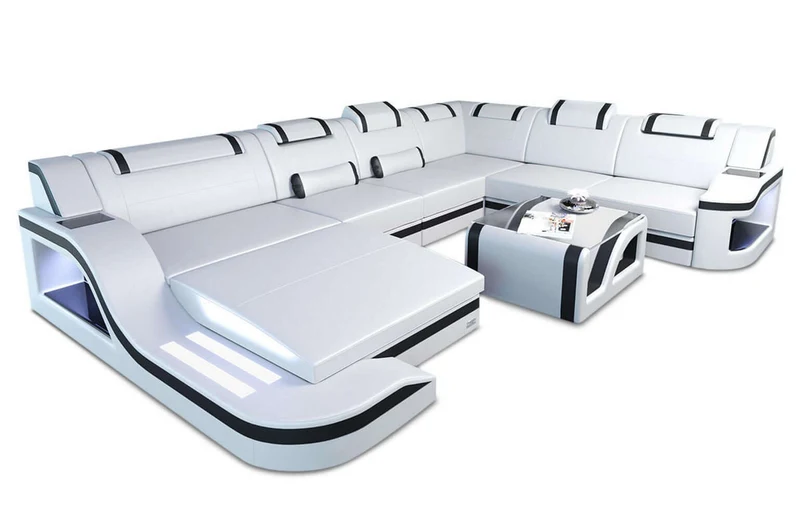 Mini XL Wohnlandschaft Palermo U-Form in Leder
