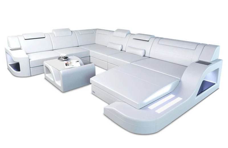Mini XL Wohnlandschaft Palermo U-Form in Leder