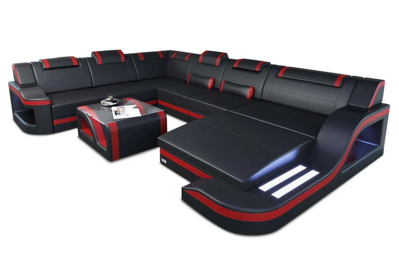 Mini XL Wohnlandschaft Palermo U-Form in Leder