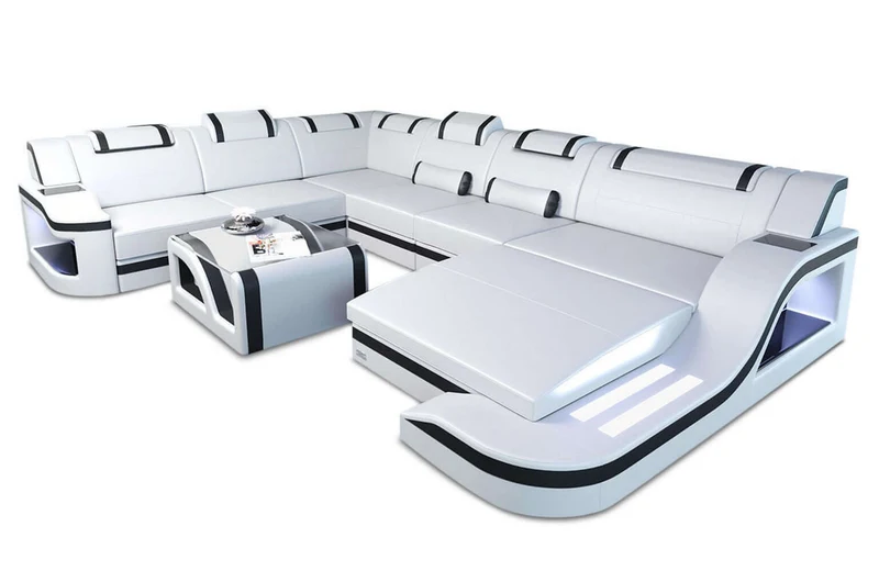 Mini XL Wohnlandschaft Palermo U-Form in Leder