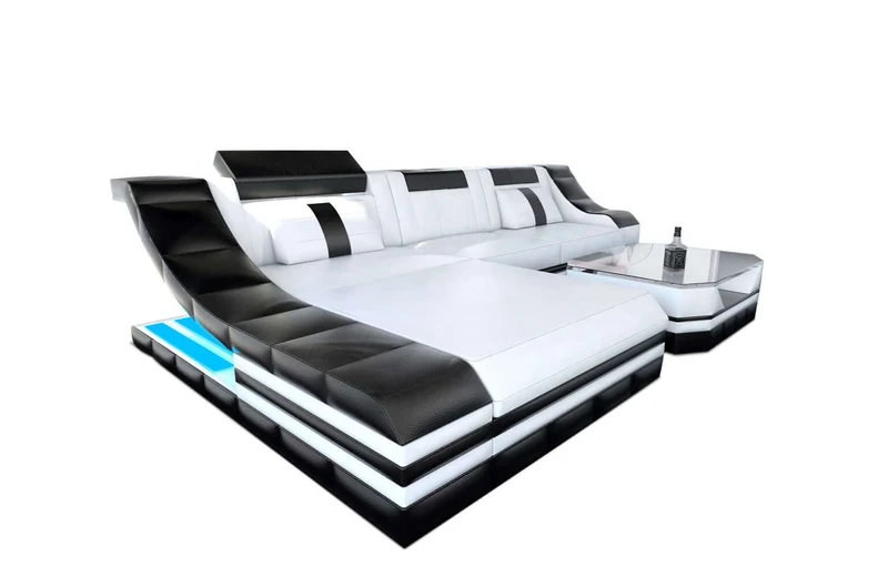 Mini Couch Turino L-Form in Leder