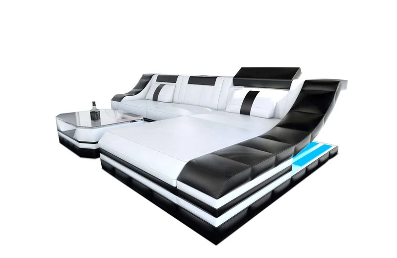 Mini Couch Turino L-Form in Leder