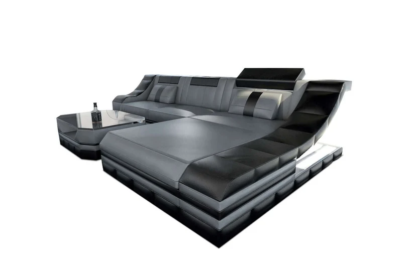 Mini Couch Turino L-Form in Leder
