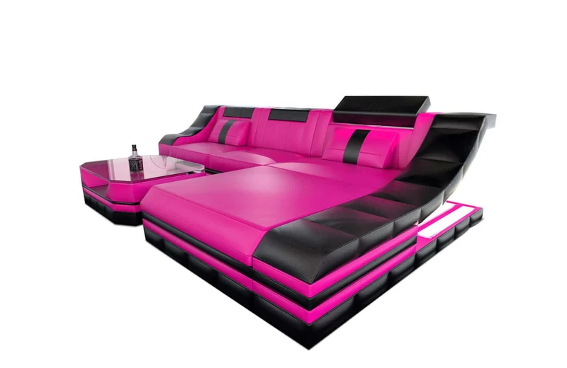 Mini Couch Turino L-Form in Leder