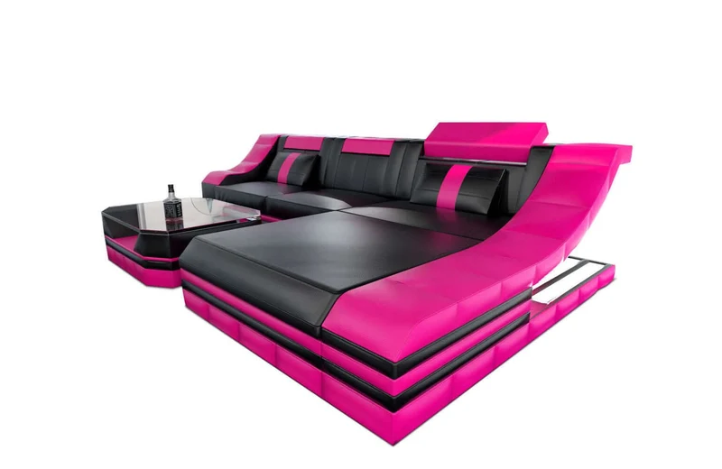 Mini Couch Turino L-Form in Leder
