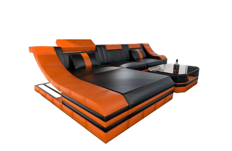Mini Couch Turino L-Form in Leder