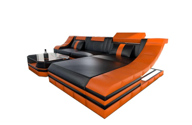Mini Couch Turino L-Form in Leder