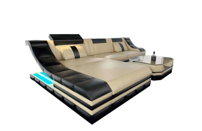 Mini Couch Turino L-Form in Leder