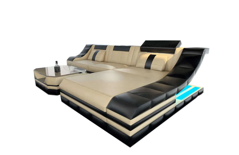 Mini Couch Turino L-Form in Leder