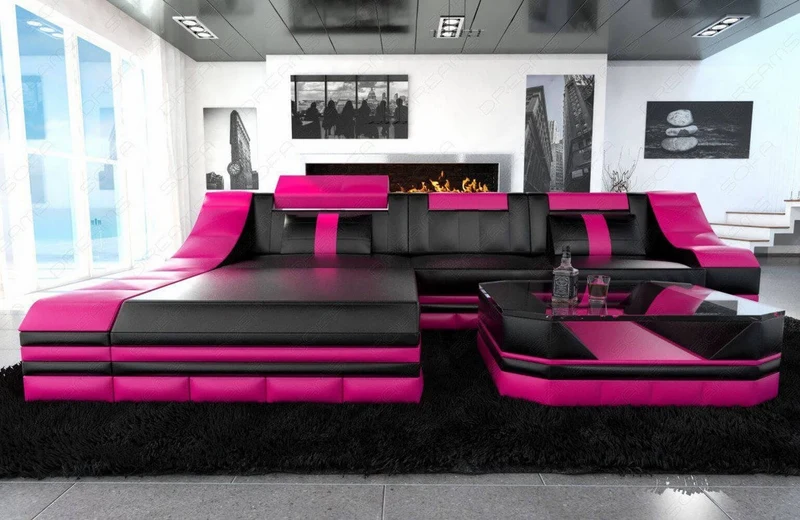 Mini Couch Turino L-Form in Leder