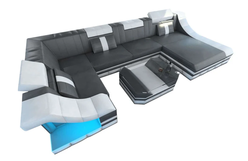 Mini Wohnlandschaft Turino U-Form in Leder