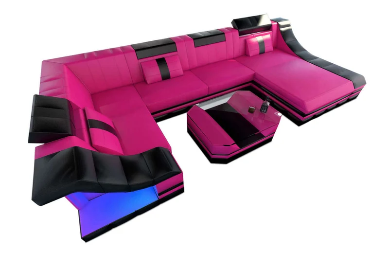 Mini Wohnlandschaft Turino U-Form in Leder
