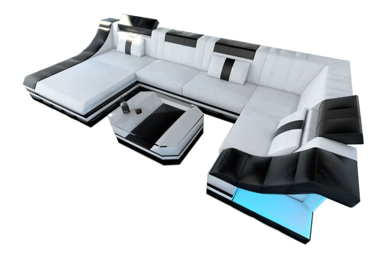 Mini Wohnlandschaft Turino U-Form in Leder