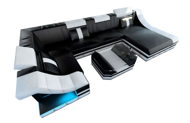 Mini Wohnlandschaft Turino U-Form in Leder